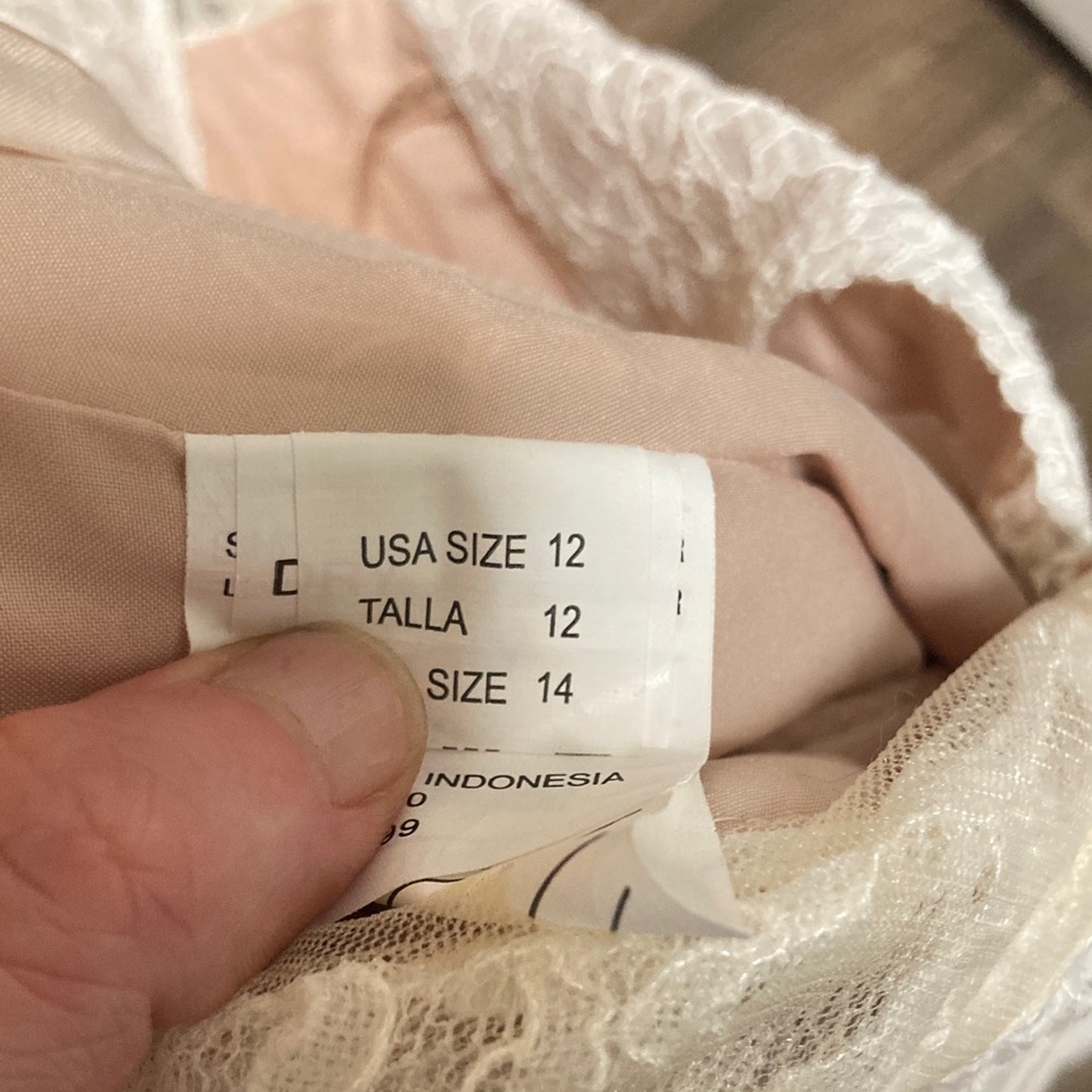 Mori Lee Ivory lace Corset Empire Waist simple elegant boho Wedding Gown Size 12 - Picture 8 of 16